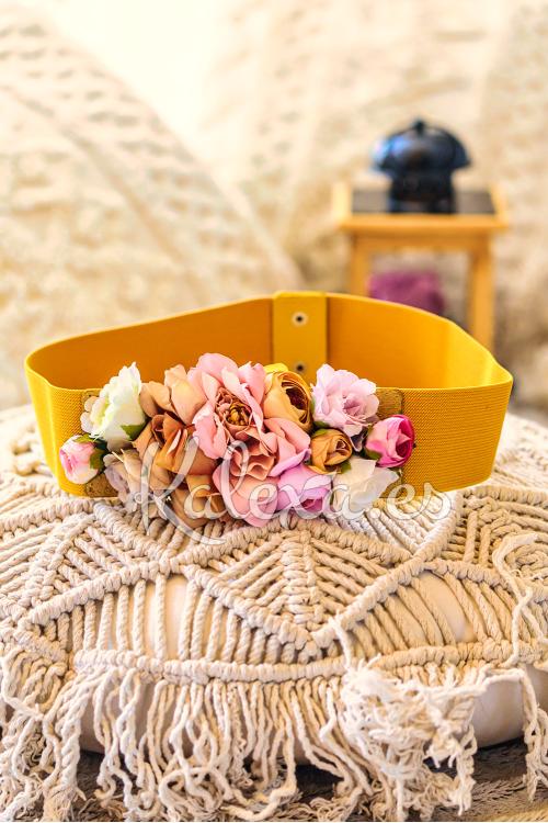 Ceinture fleur moutarde Sfera