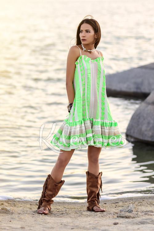 Vestido curto Boho Fluorescente