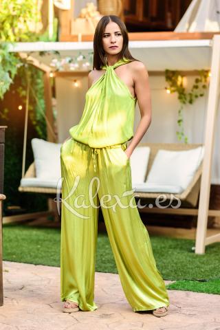 Calça de cetim Boho.