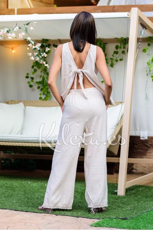 Pantalon en lin bohème