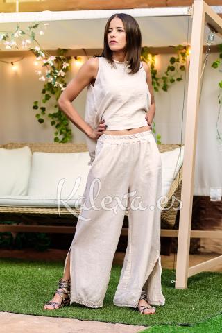 Pantalon en lin bohème