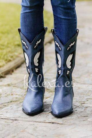 Boho Chic Blue Butterfly Boots