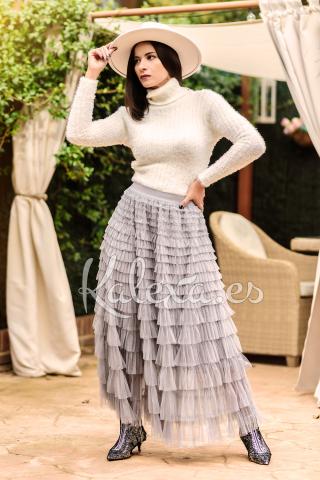 Gonna Boho in tulle grigio