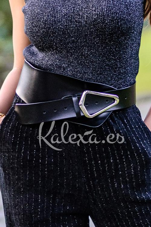 Asymmetrical leather belt