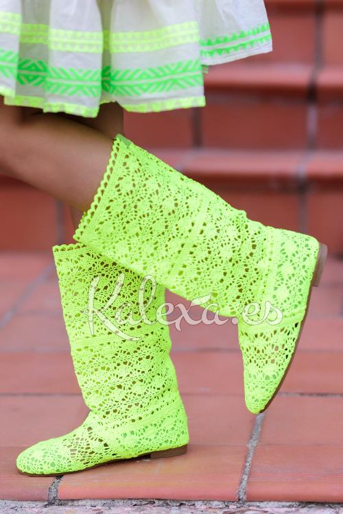 Boho Fluor Lime Stiefel