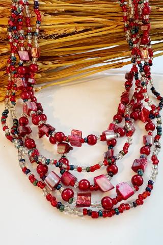 Rubin Boho Halskette