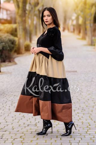 Abito Boho in taffetà con fiore