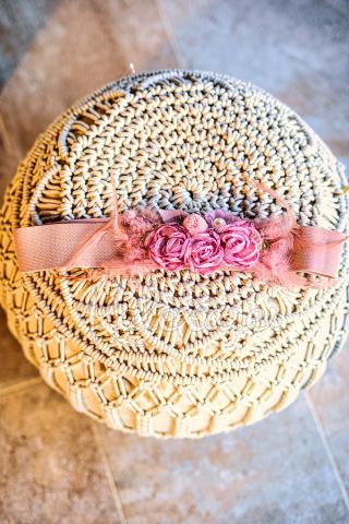 Ceinture de fleurs Rose Pâle nacre