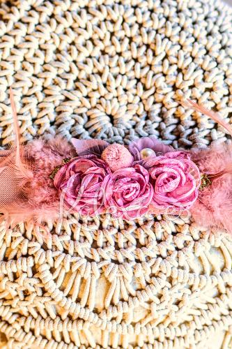 Ceinture de fleurs Rose Pâle nacre