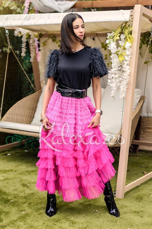 Saia Boho de Tule Degradê