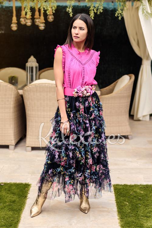 Gonna Boho in tulle con fiori