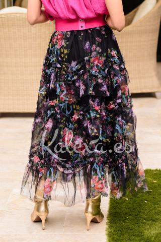 Jupe bohème en tulle à fleurs