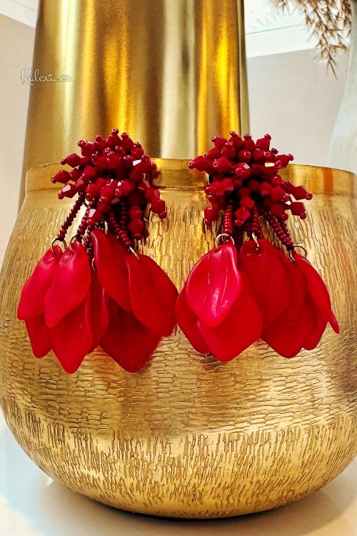 Boucles d'oreilles en perles rouges