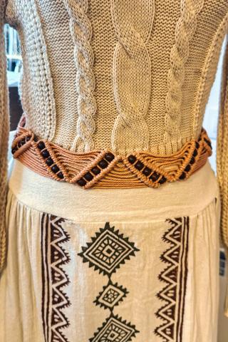 Cinturón macramé rosa palo