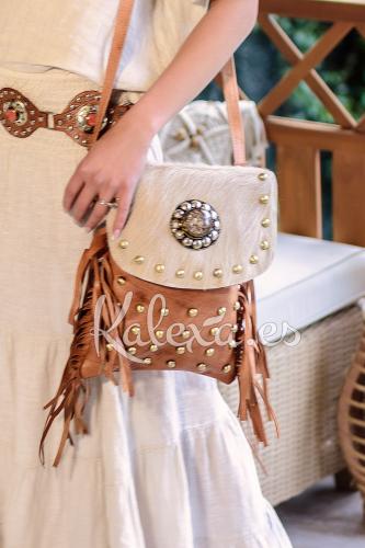 Boho-chique tas van leer en studs