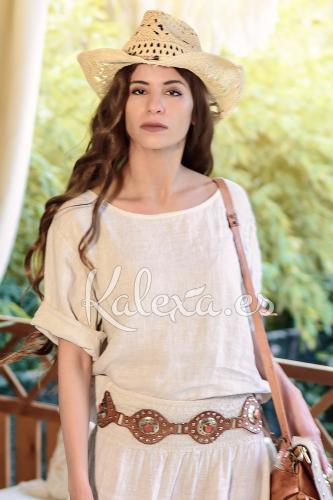 Top boho in lino Khuyana