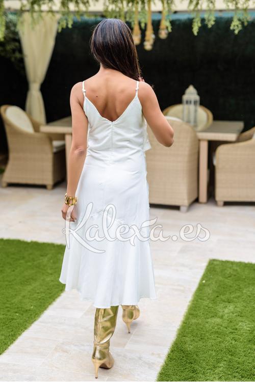 Witte Boho Jurk met Franjes