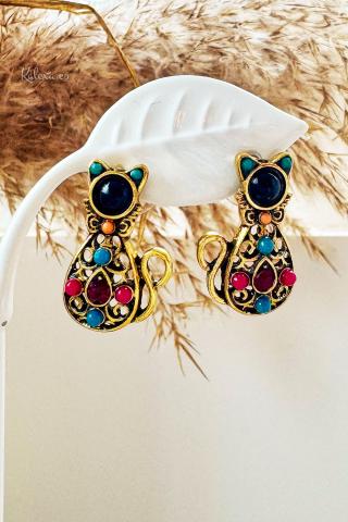 Brincos boho de gatinhos