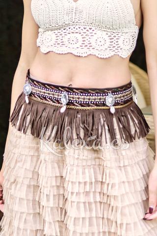Boho riem met franjes en schelpen