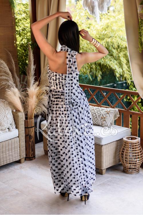 Robe d'invitée bohème à pois