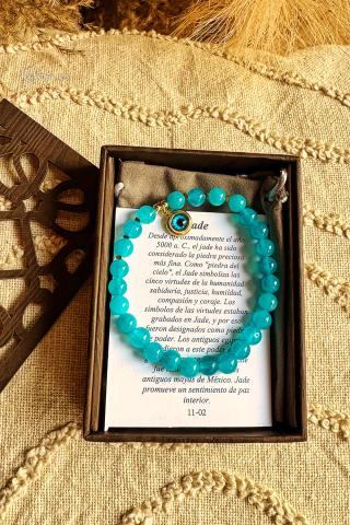 Boho armband van blauwe jade