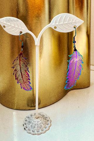 Boucles d'oreilles Boho Plumes en acier