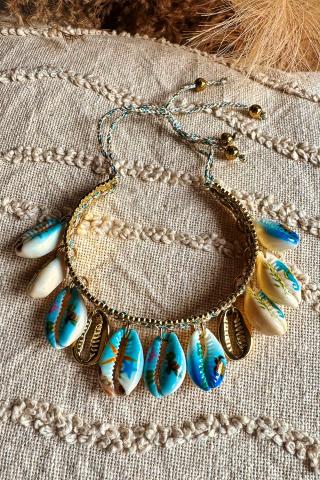 Armband Boho van staal en schelpen