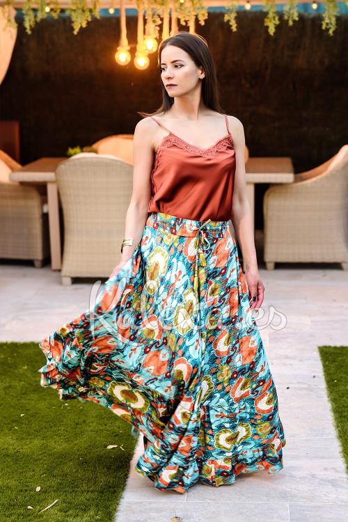 Top de Seda Boho em Tijolo