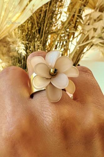 Anello in acciaio con fiore boho