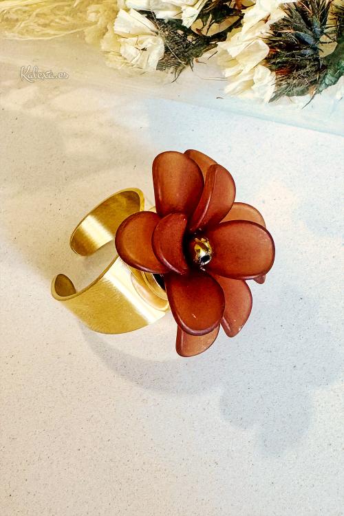 Stalen ring met boho bloem