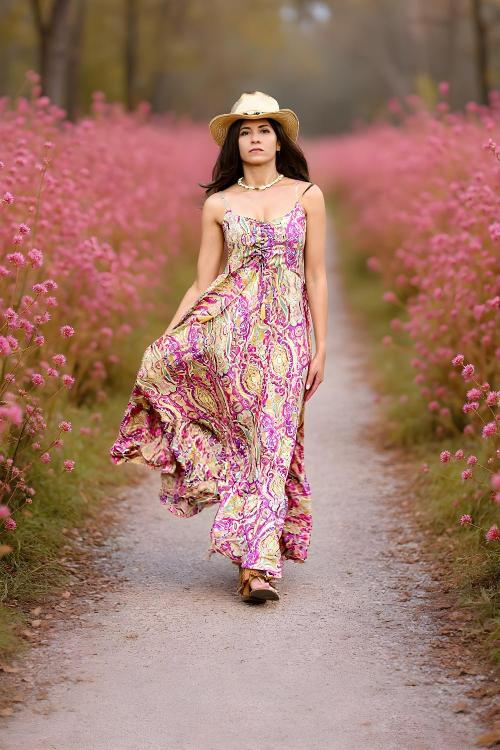 Abito Boho Duna Rosé