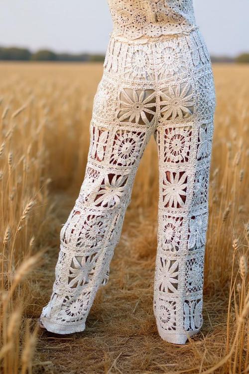 Pantaloni Boho all'uncinetto Lunaire
