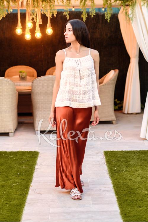 Gonna Boho in raso rosso