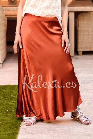 Jupe Boho en Satin Rouge