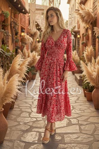 Boho Crimson Sunrise Dress