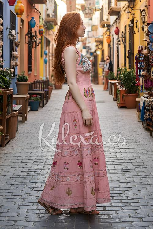 Boho-Traumkleid in Korallenfarbe