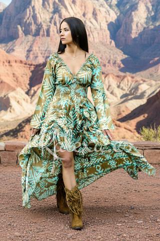 Vestido Boho Kalexa Esmeralda del desierto