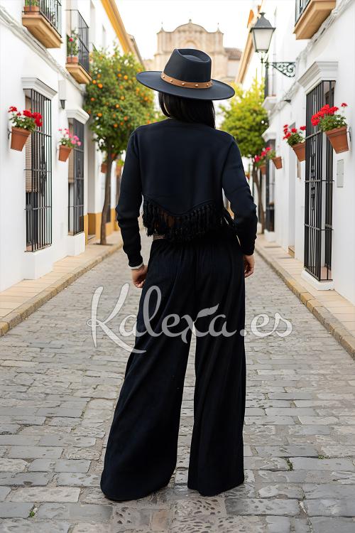 Kurzes Boho-Chic-Jersey mit Fransen.