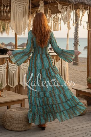 Boho jurk Kalexa in honingzeekleur