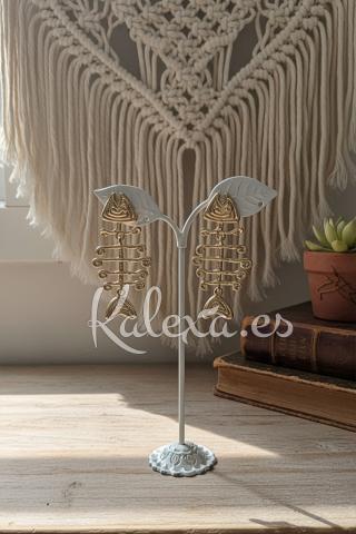 Brincos boho esqueleto de peixe