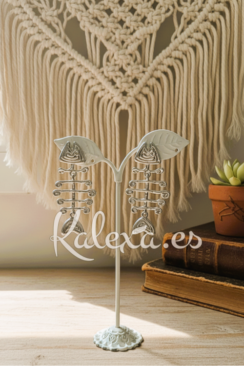 Brincos boho esqueleto de peixe