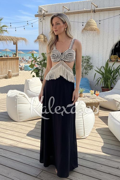 Boho jurk in zandkleurige bloemen