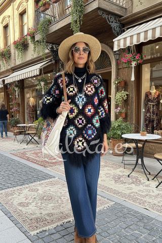 Poncho Boho Franges d'Âme