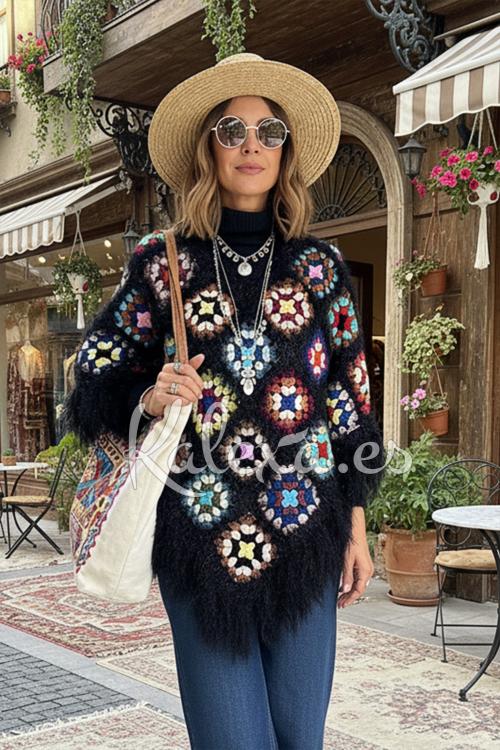 Poncho Boho Franges d'Âme