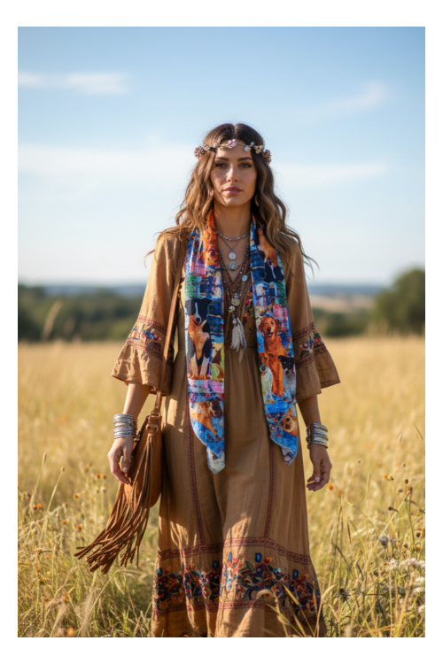 Boho-sjaal "Yorkie Love"