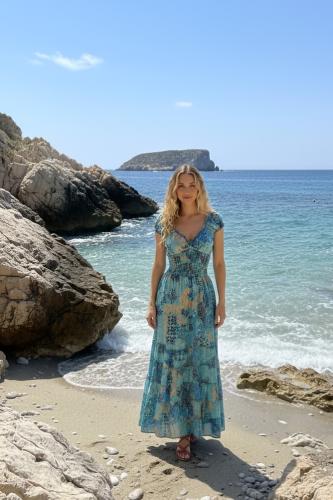 Boho-Kleid in Türkiswind