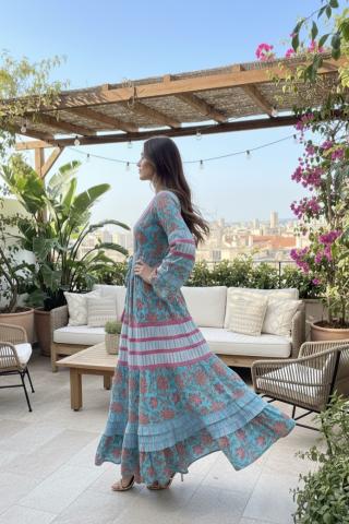 Boho-Kleid in Rosa-Leder