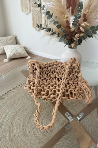 Bolso Maxi Boho Trenzado Camel