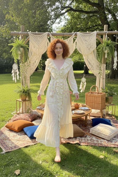 Romantic Boho Embroidered Dress