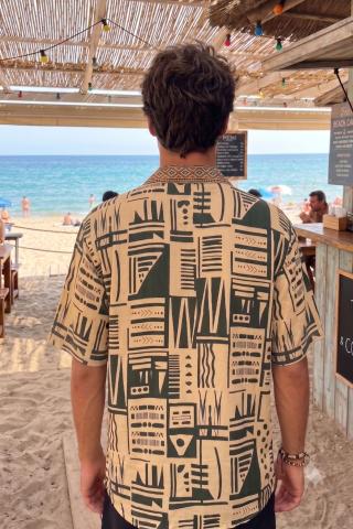 Camicia Boho Uomo Tribale Verde